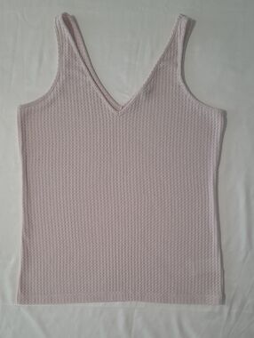 Express Beige V-Neck Knit Tank Top